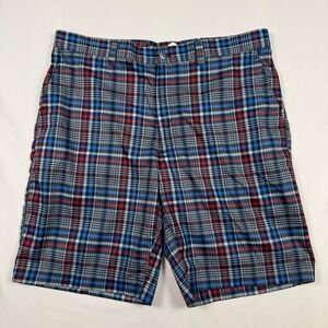 Callaway Mens Plaid Golf Shorts Size 36 Blue Red White Polyester Spandex